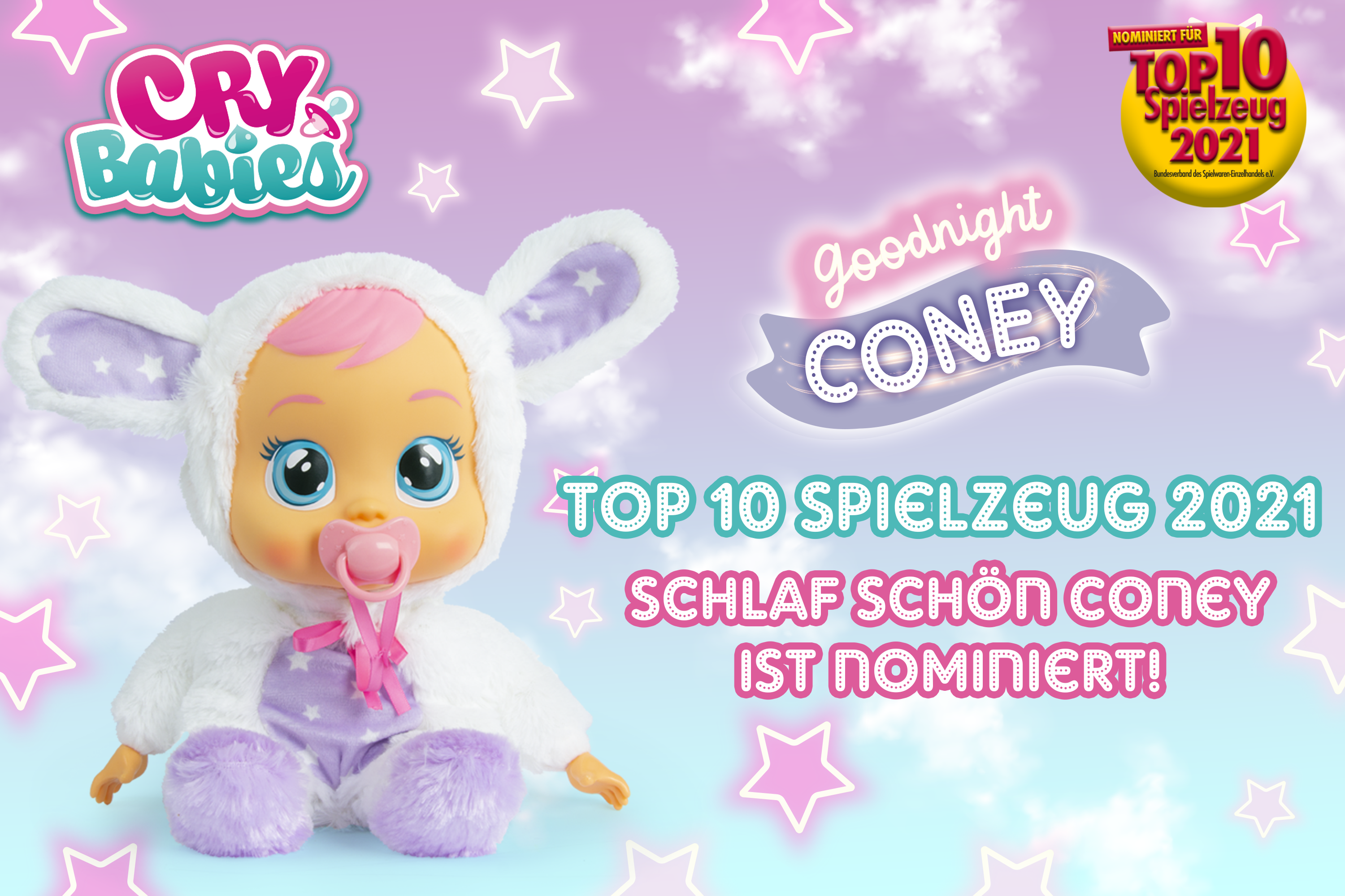 TOP 10 Spielzeug 2021:  „Schlaf schön Coney“ von IMC Toys Deutschland ist nominiert!